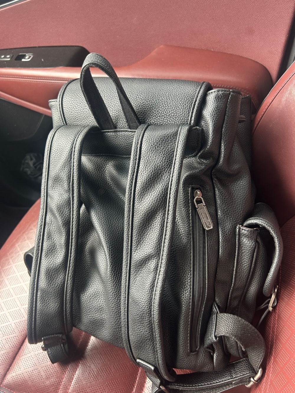 Wrangler Black faux Pebbled Leather Backpack with Front Pockets - Picture 6 of 7